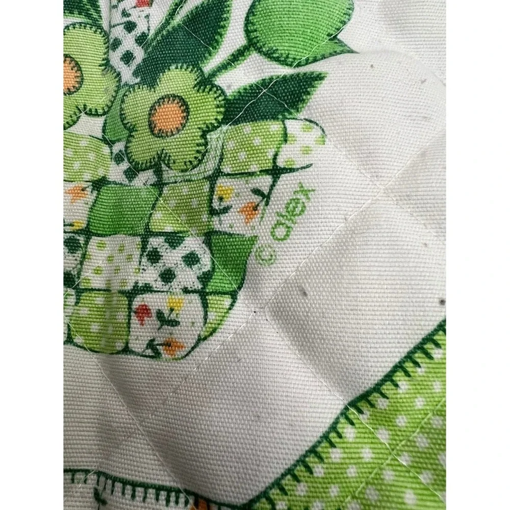 Vintage Alex Quilted Toaster Cover Green Floral Basket Retro Kitchen Cottagecore